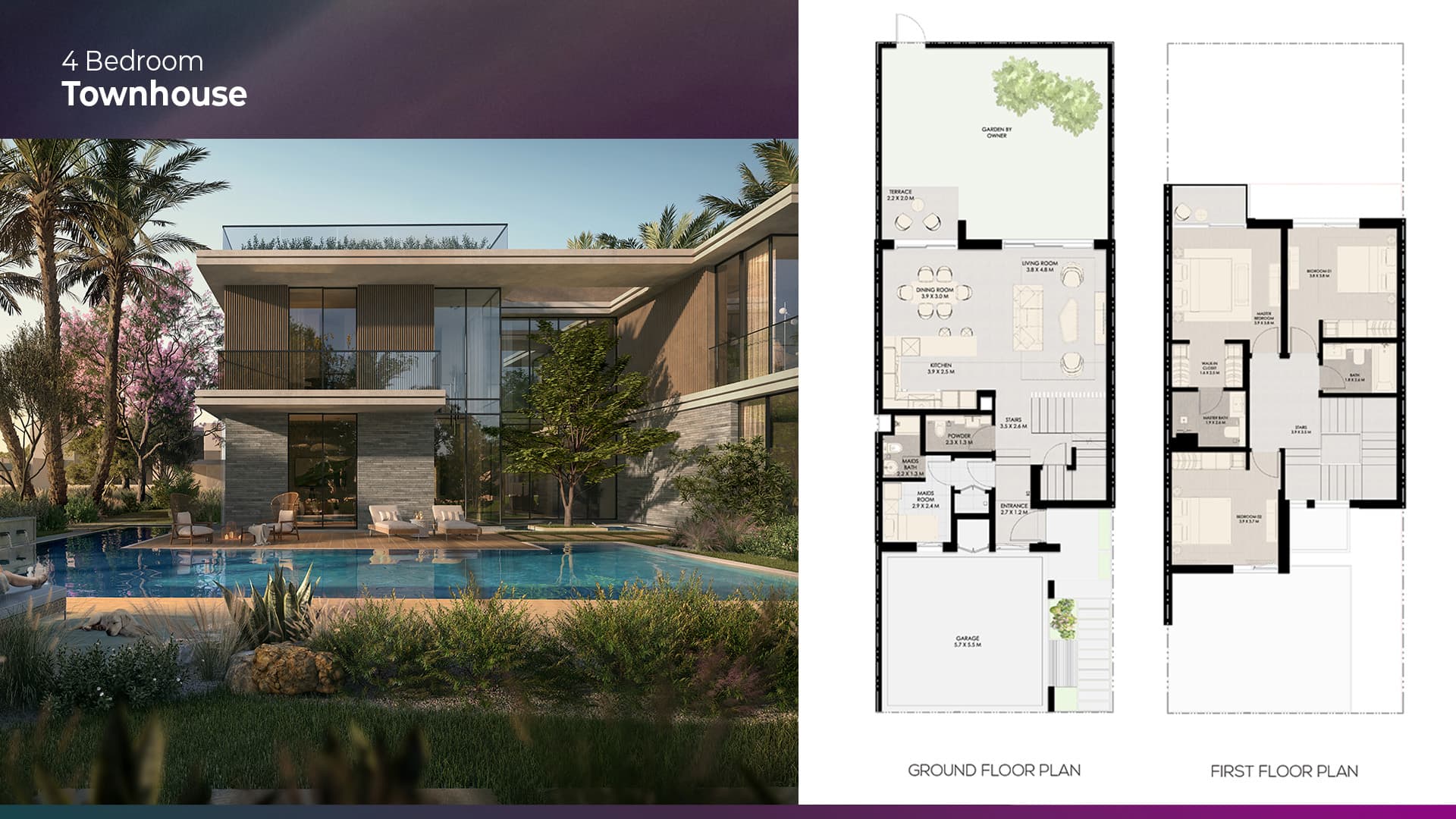 3 BR Townhouse floor plan