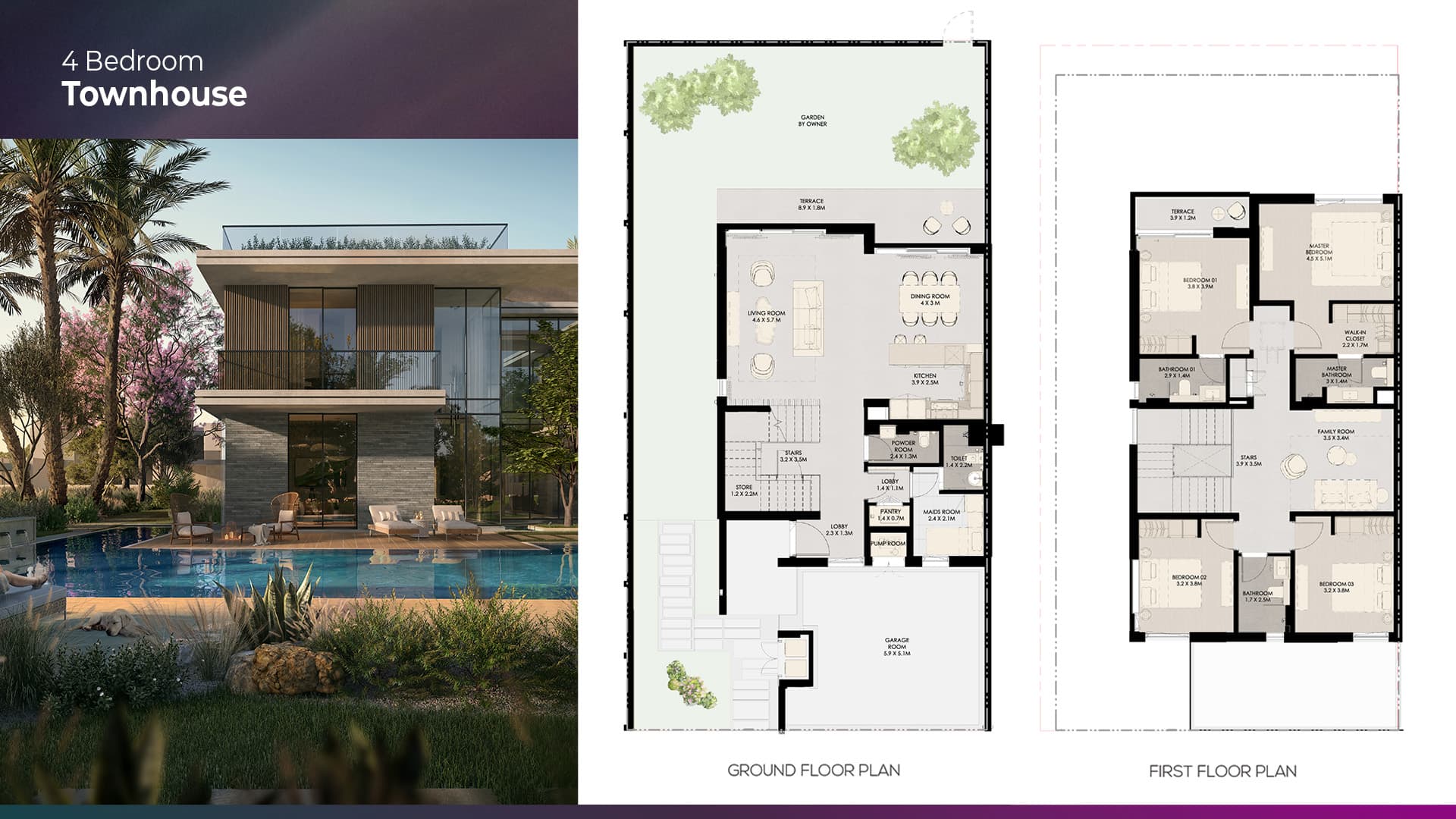 4 BR Townhouse floor plan