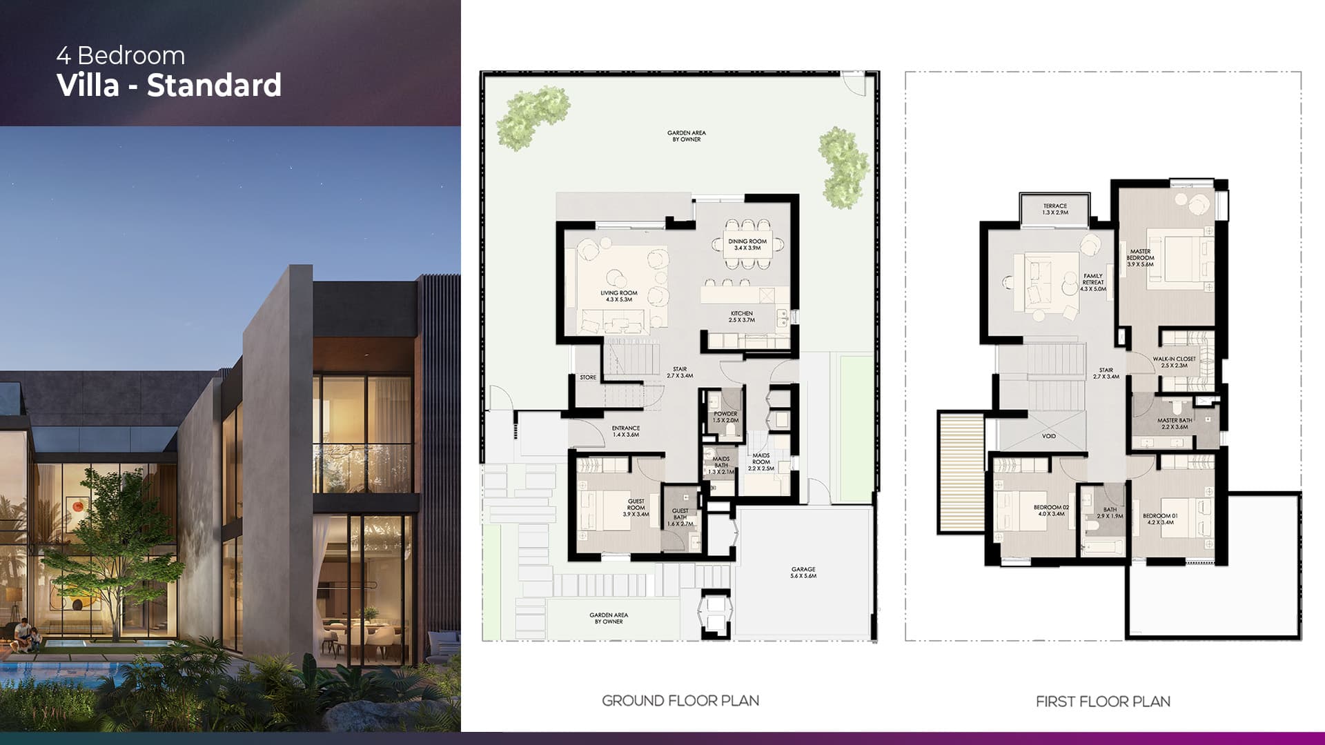 4 BR · Standard floor plan