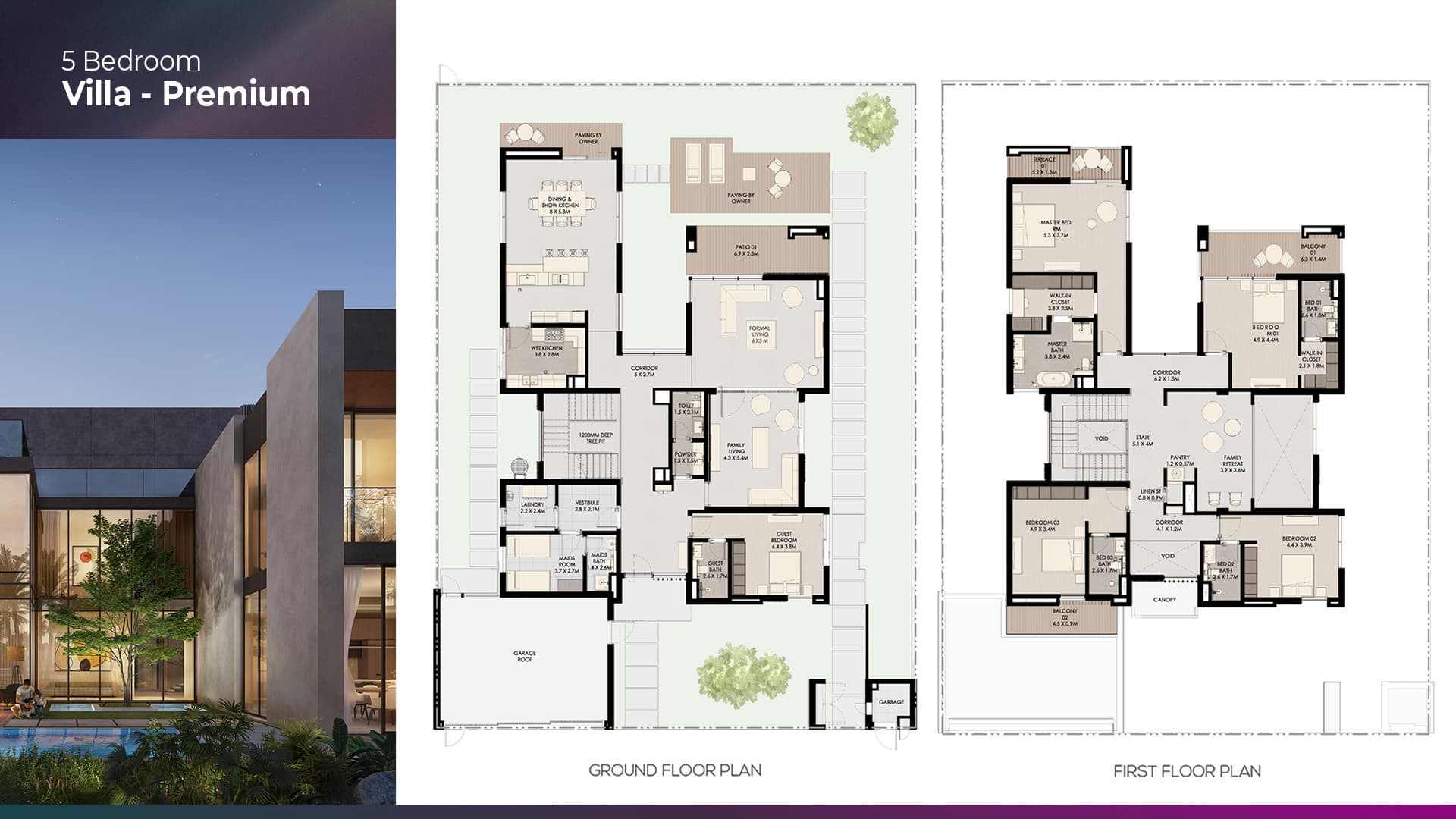 5 BR · Premium floor plan