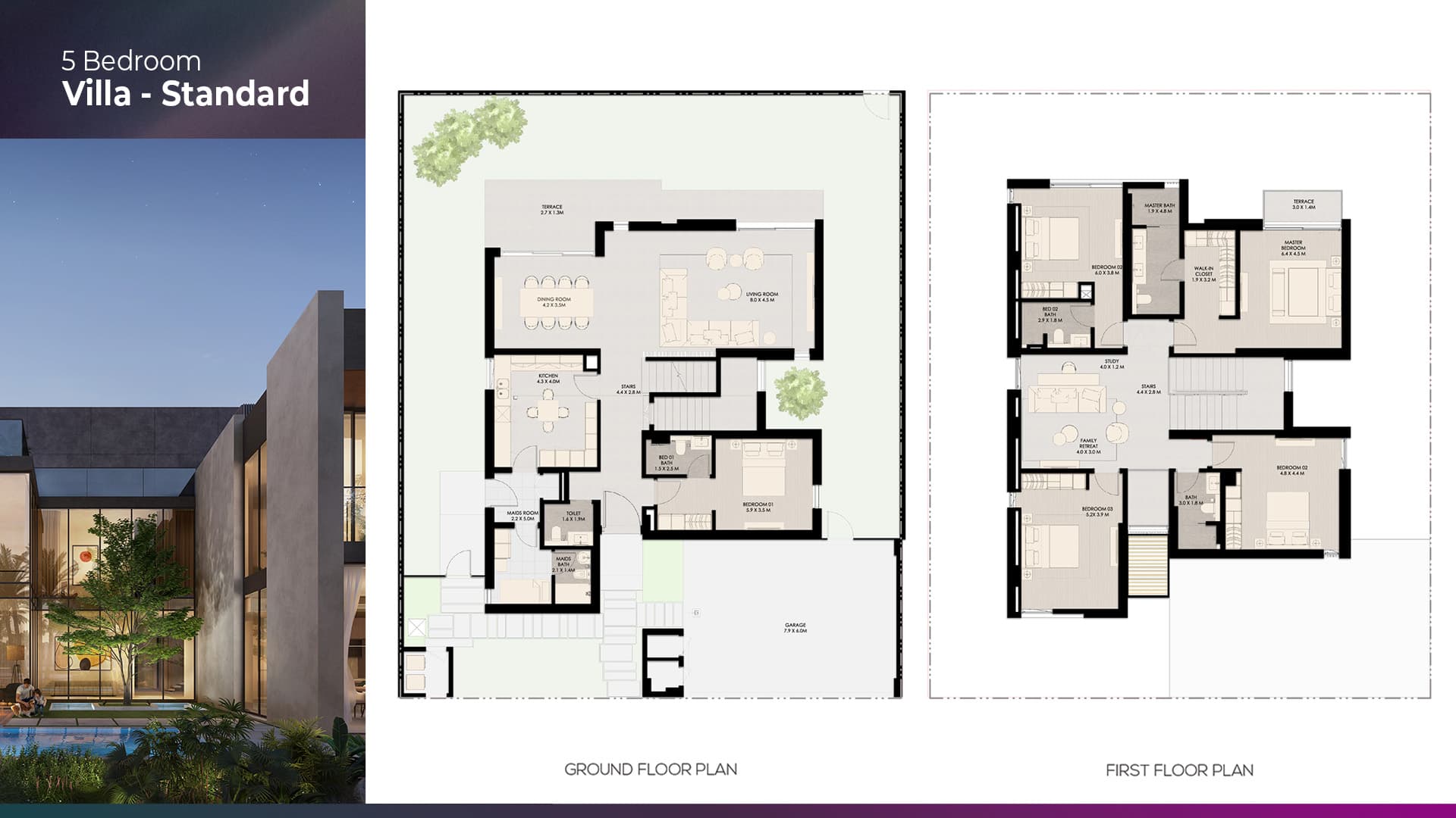 5 BR · Standard floor plan